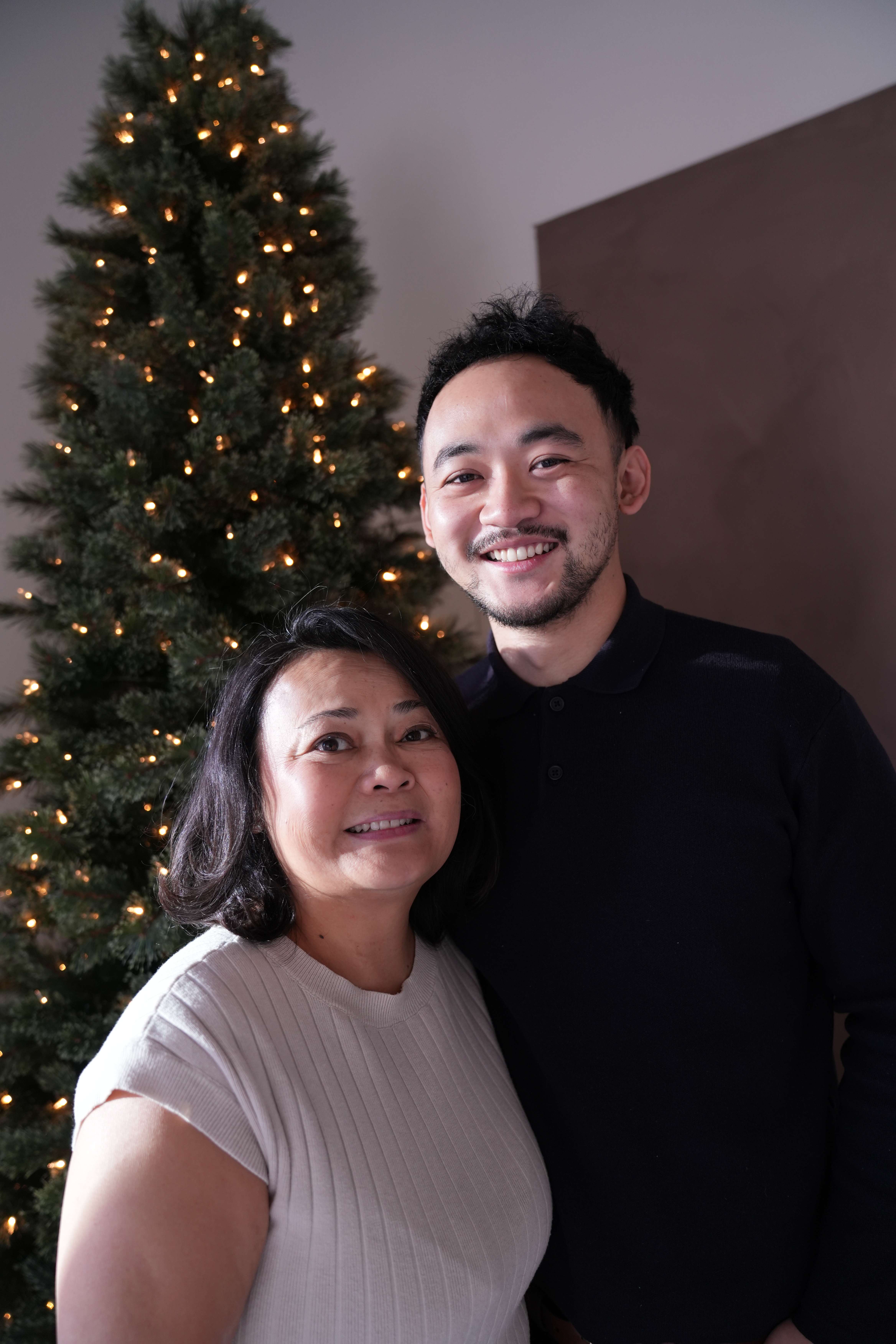 Chris Wang with his mother